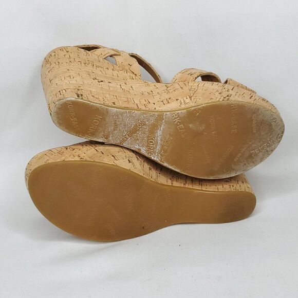 Kork Ease Ava Cork Leather Platform Wedge Sandal 9 Criss Cross Tan Brown - Picture 9 of 9